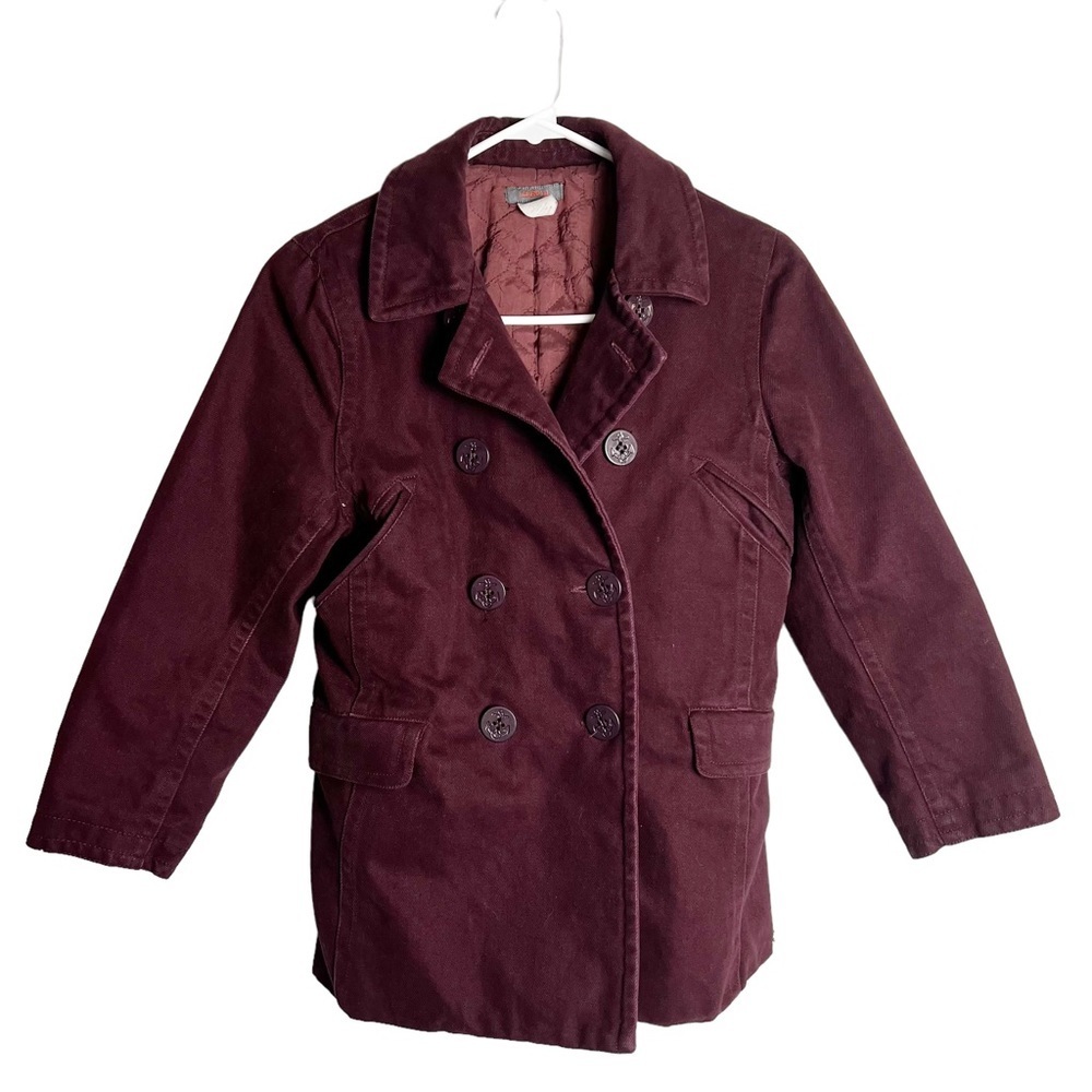 J. Crew‎ Kids - Girls Heavyweight Eggplant Purple Denim Pea Coat Style Jacket